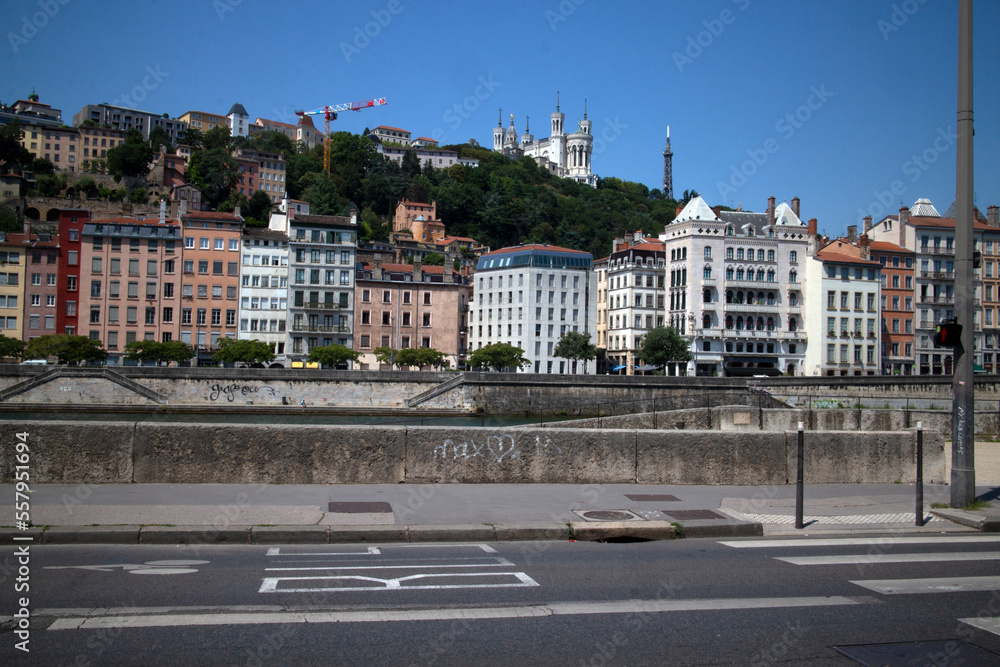 View over old town and river Saone - Lyon -  Auvergne-Rhône-Alpes - France