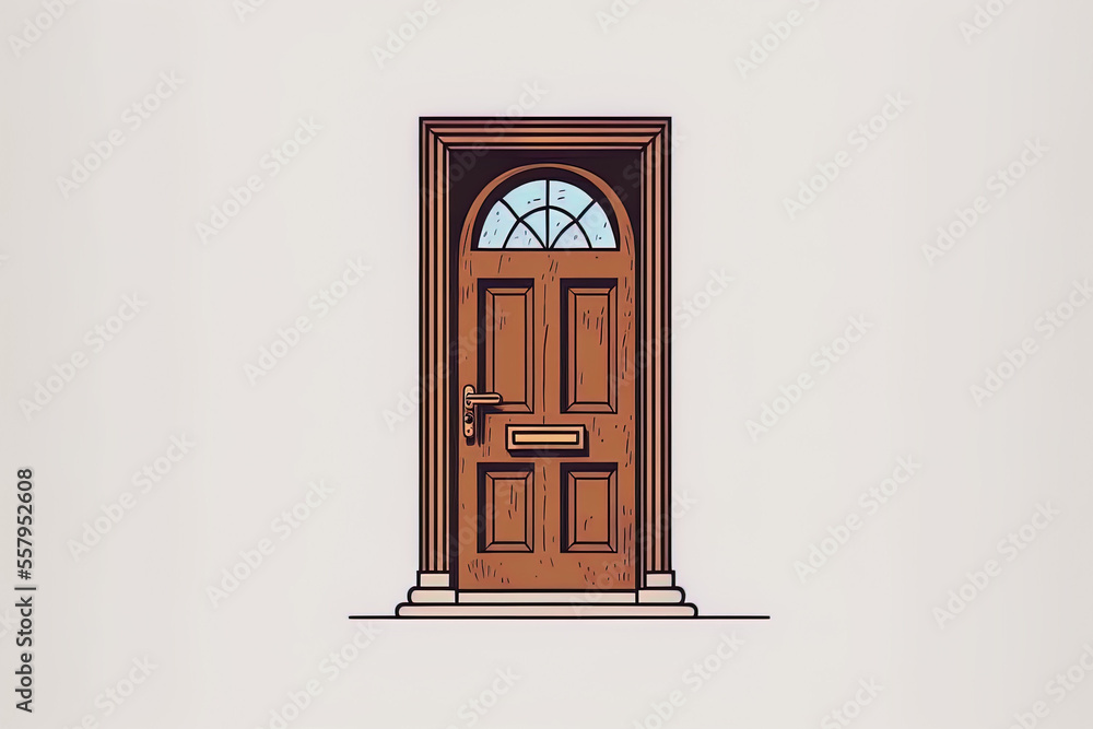icon for a door white backdrop and cartoon icon of a door. Generative AI icon for a door white backdrop and cartoon icon of a door. Generative AI