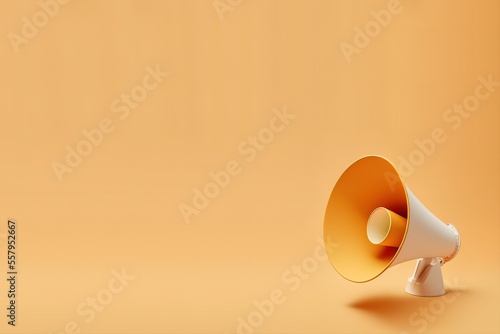 Orange Megaphone In Bottom Right Corner On Pastel Orange Background Generative AI