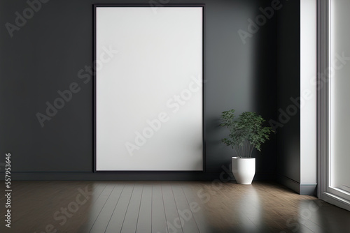 Blank wall in a contemporary  minimalist interior mockup. Generative AI