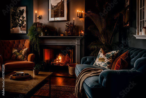 cozy living room with fireplace © Asta