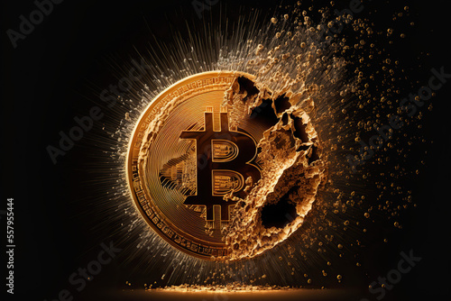 A bitcoin crash golden coin background wallpaper