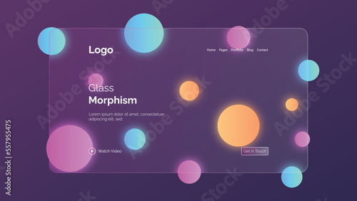 Colorful gradient background with glass morphism. vector template futuristic trendy design