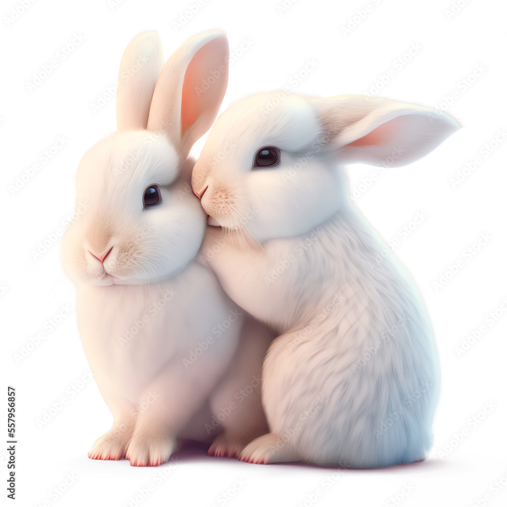 Premium Vector | Cute rabbit bunny couple love forever wallpaper icon  cartoon illustration