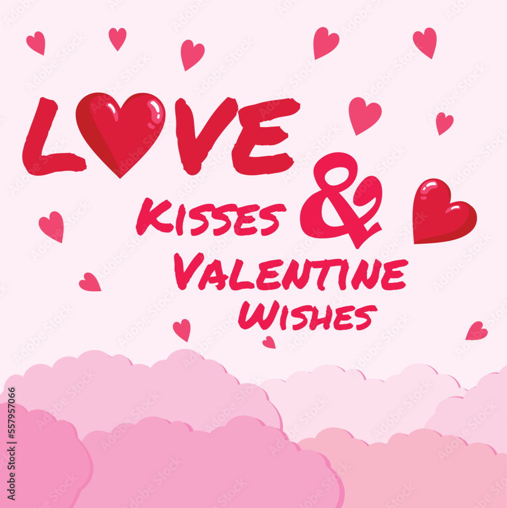 Happy Valentine's Day greetings with a beautiful pink background symbolize love and affection and are very romantic, suitable for showing love for your lover