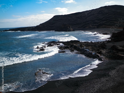 Coast in El Golfo, Lanzarote, Canary Islands.