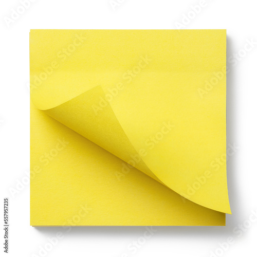 Blank yellow sticker, isolated on white background