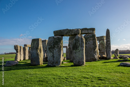 Stonehenge, an ancient prehistoric stone monument near Salisbury. Stonehenge is a UNESCO World Heritage Site in England.