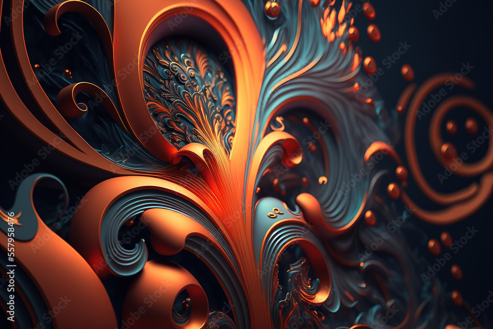 3D render abstract geometric background, orange and blue creative shapes. Ai generated 3D render abstract geometric background, orange and blue creative shapes. Ai generated