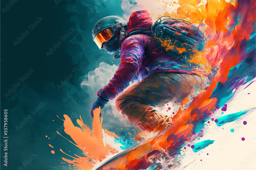 Illustration of radical sports with bold and artistic color splashes – Create with generative AI technology