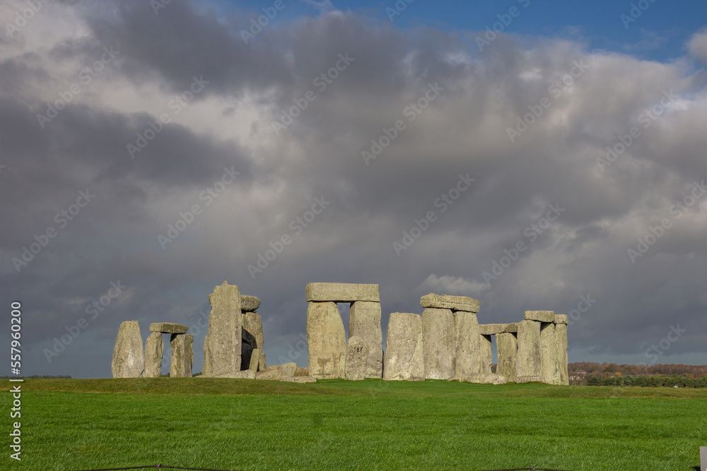 Naklejka premium Stonehenge, an ancient prehistoric stone monument near Salisbury. Stonehenge is a UNESCO World Heritage Site in England.