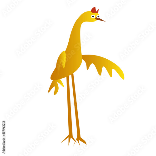 the chiken spread its wing , letter F , decorative font