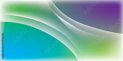 Abstract Blue Purple Green Gradient Background with Transparent White Waves Vector Illustration