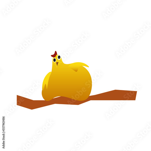 chiken is sitting , decoration 