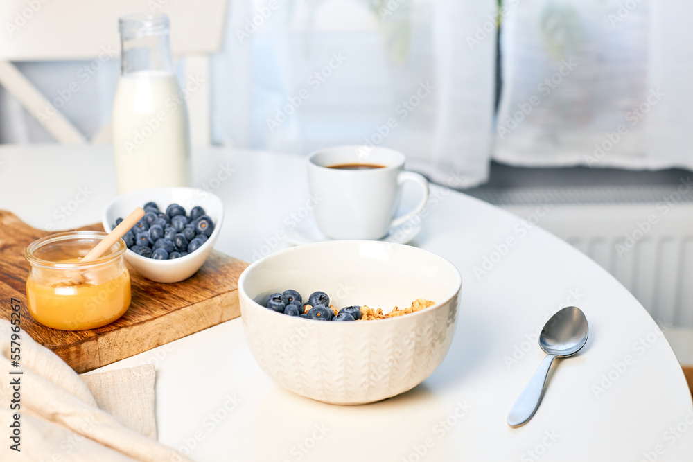 Fresh fragrant homemade granola made from oatmeal, honey and nuts. Balanced breakfast or snack Fresh fragrant homemade granola made from oatmeal, honey and nuts. Balanced breakfast or snack