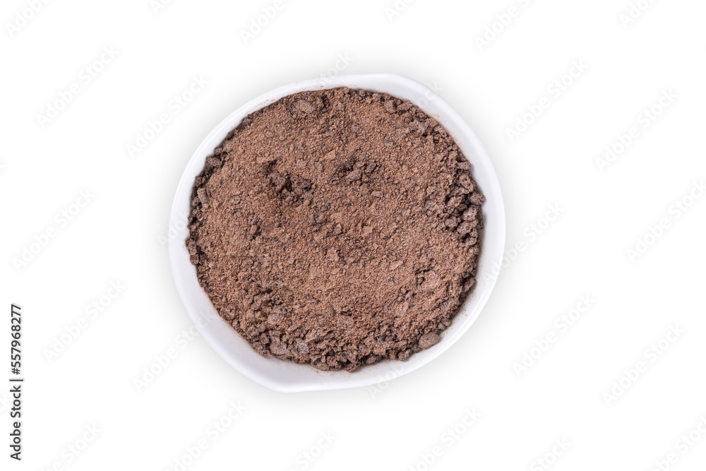 ovaltine on white background, top view ovaltine on white background, top view