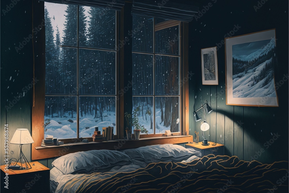 Bedroom Window View At Night