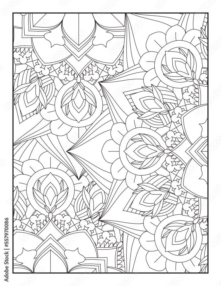 Obraz premium Flower, Mandala Coloring Page for Adult, Pattern Mandala Coloring Pages, Floral Mandala