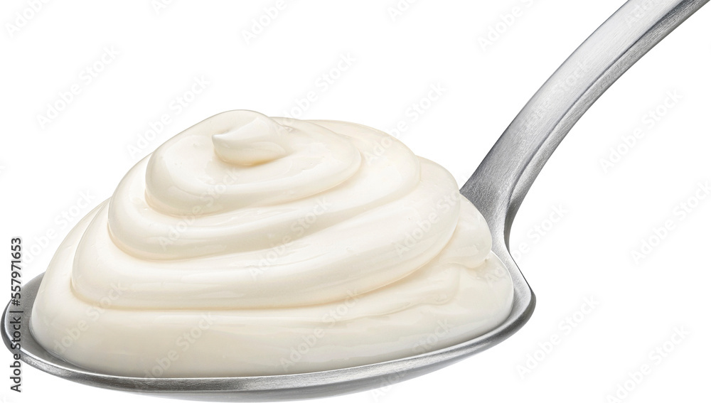 Spoon with whipped cream isolated Spoon with whipped cream isolated