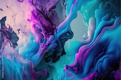 a colorful abstract painting with blue.