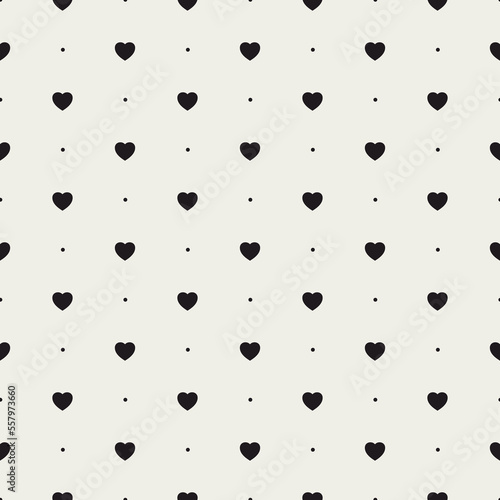 Heart seamless pattern. Repeating hearts background. Modern gray texture. Repeated small symbol love for design prints. Contemporary monocrome printed. Repeat stylish printing. Vector illustration