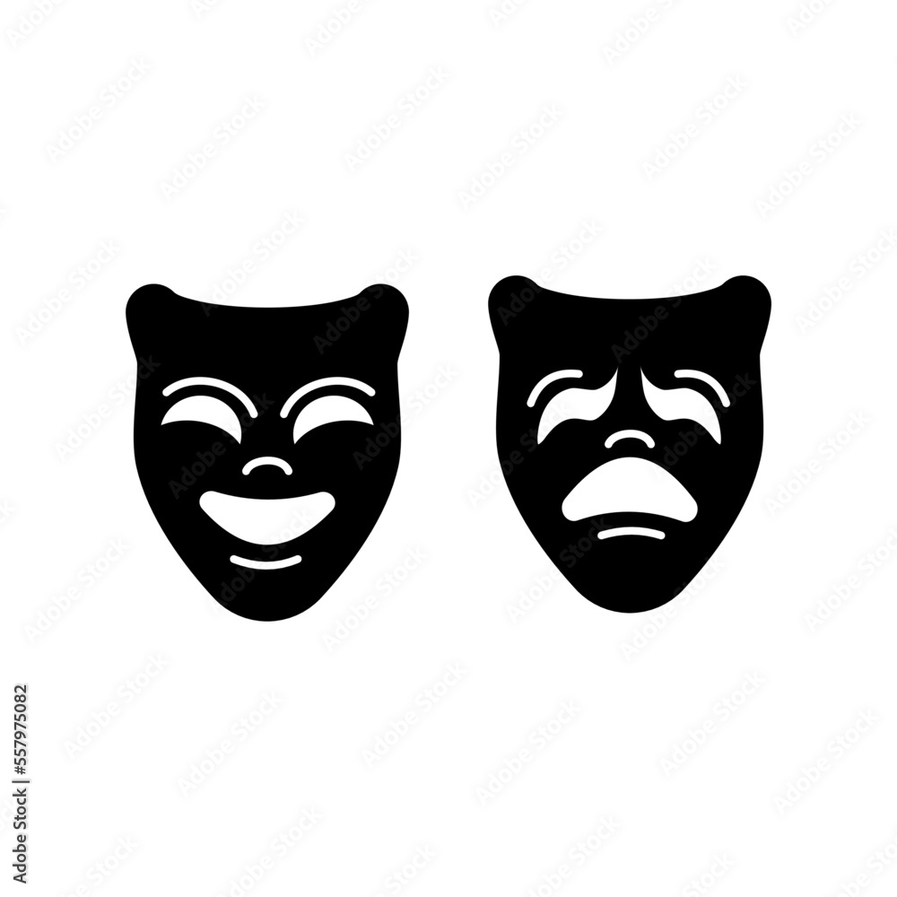 theater, theatrical masks - vector icon - obrazy, fototapety, plakaty 
