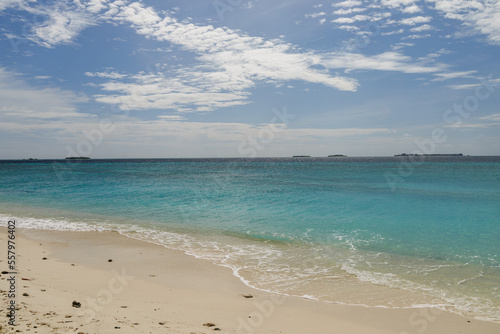 Beautiful seascape with white sand on the beach