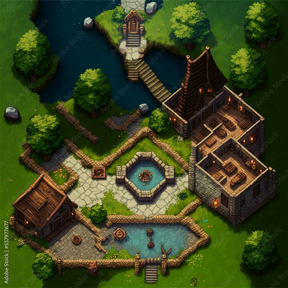 RPG Fantasy Top Down City Battle Map Village Themed best-games-made-by-unity-timelalar