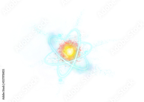 Electron, proton y neutron es la estructura atomica. Concepto de nanotecnolog√≠a en la ciencia. El n√∫cleo de un √°tomo rodeado de electrones