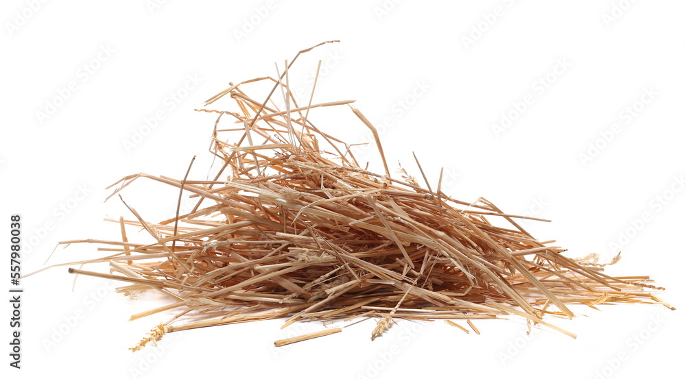 Pile straw isolated on white 