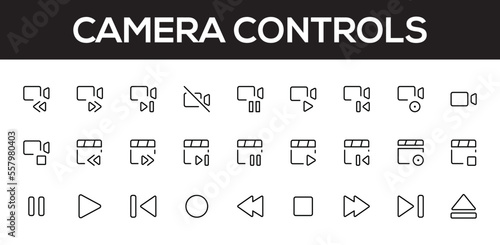 Media player icons collection. Video player icons cinema icon editable vector