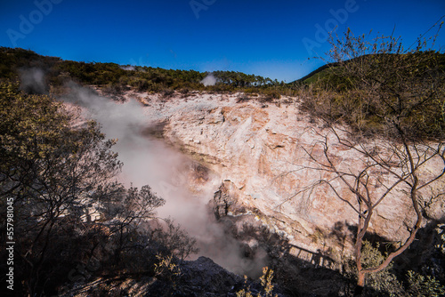 Rotorua weird and unique landscape, geothermal activity, volcanic landforms, hot pools and lakes North Island New Zealand