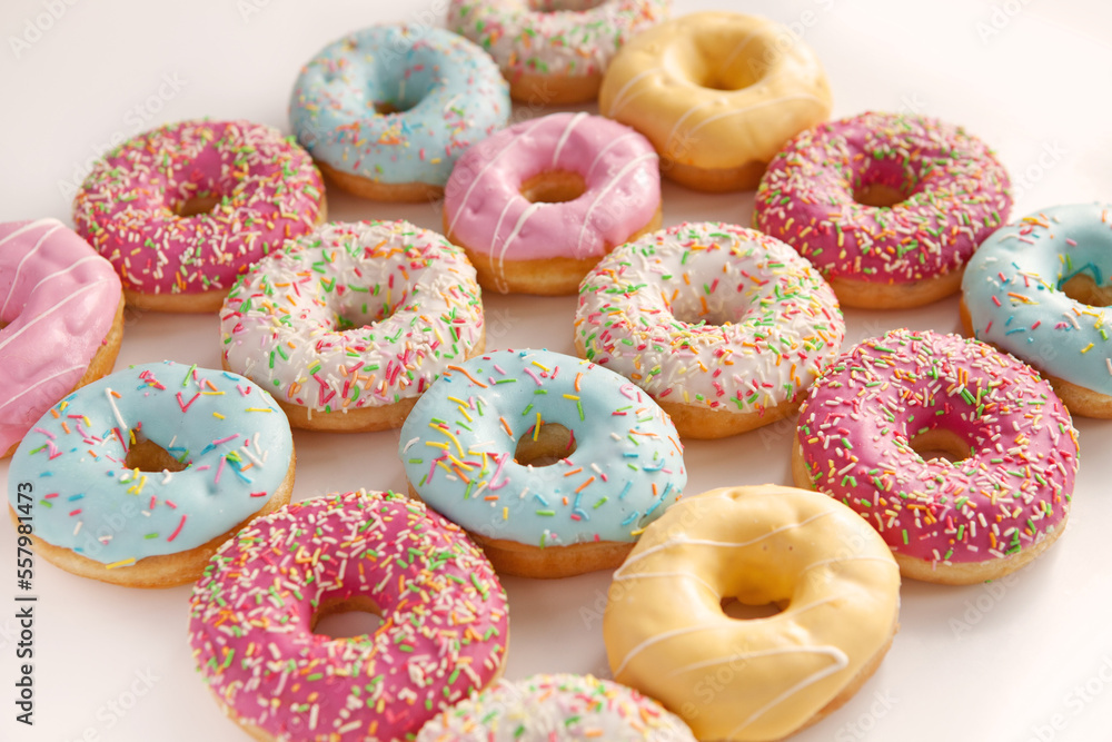 Colorful delicious donuts isolated on white background Colorful delicious donuts isolated on white background