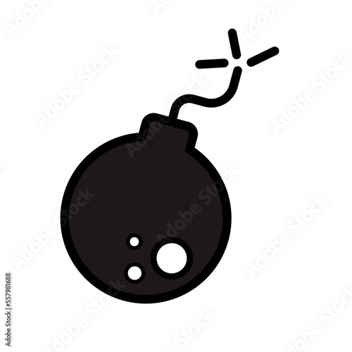 bomb with burning fuse - vector icon