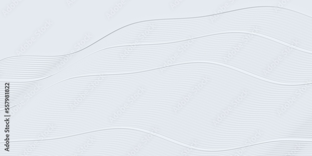 White abstract lines on white background. 3d illustration