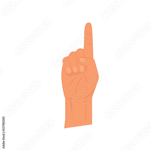 Hand pointing. Index finger touches on screen or shows something. Icon vector illustration