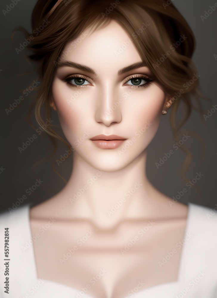 Portrait painting of a beautiful woman. Abstract Illustration of a beautiful girl. Beautiful woman painting. Generative AI Portrait painting of a beautiful woman. Abstract Illustration of a beautiful girl. Beautiful woman painting. Generative AI