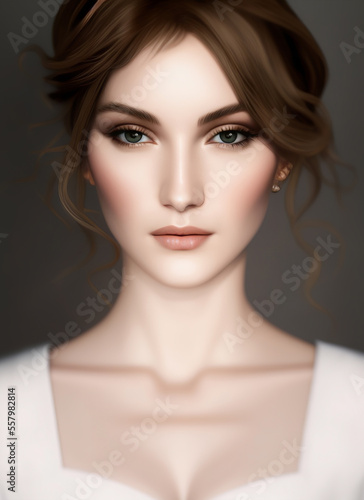 Portrait painting of a beautiful woman. Abstract Illustration of a beautiful girl. Beautiful woman painting. Generative AI
