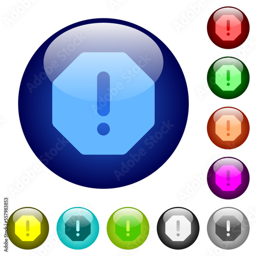 Octagon shaped error sign solid color glass buttons