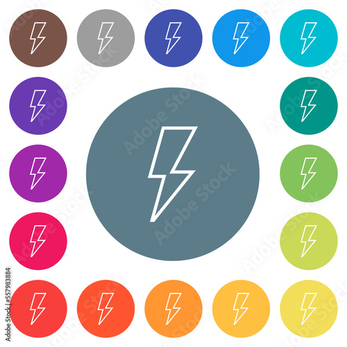 Flash outline flat white icons on round color backgrounds