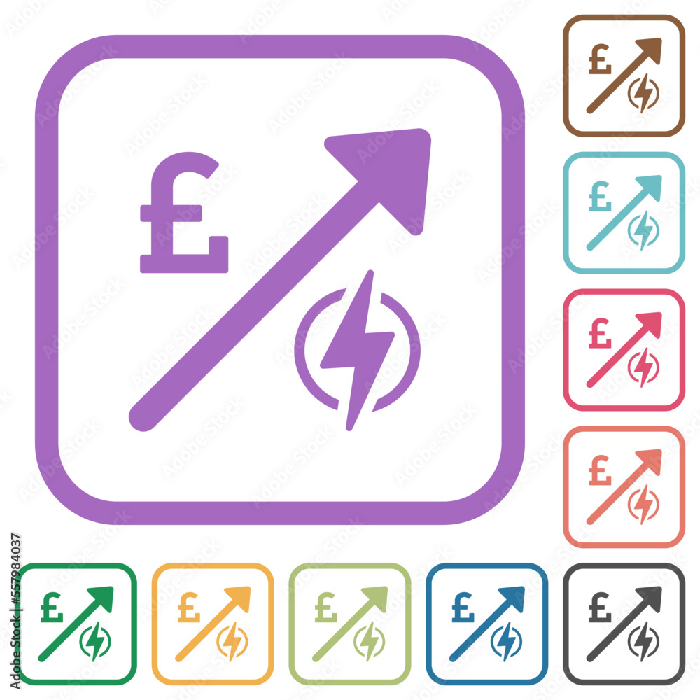Rising electricity energy english Pound prices simple icons Rising electricity energy english Pound prices simple icons
