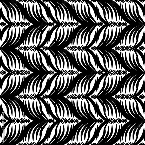simple seamless pattern with linear ornaments and abstract figures on a white background, vector pattern