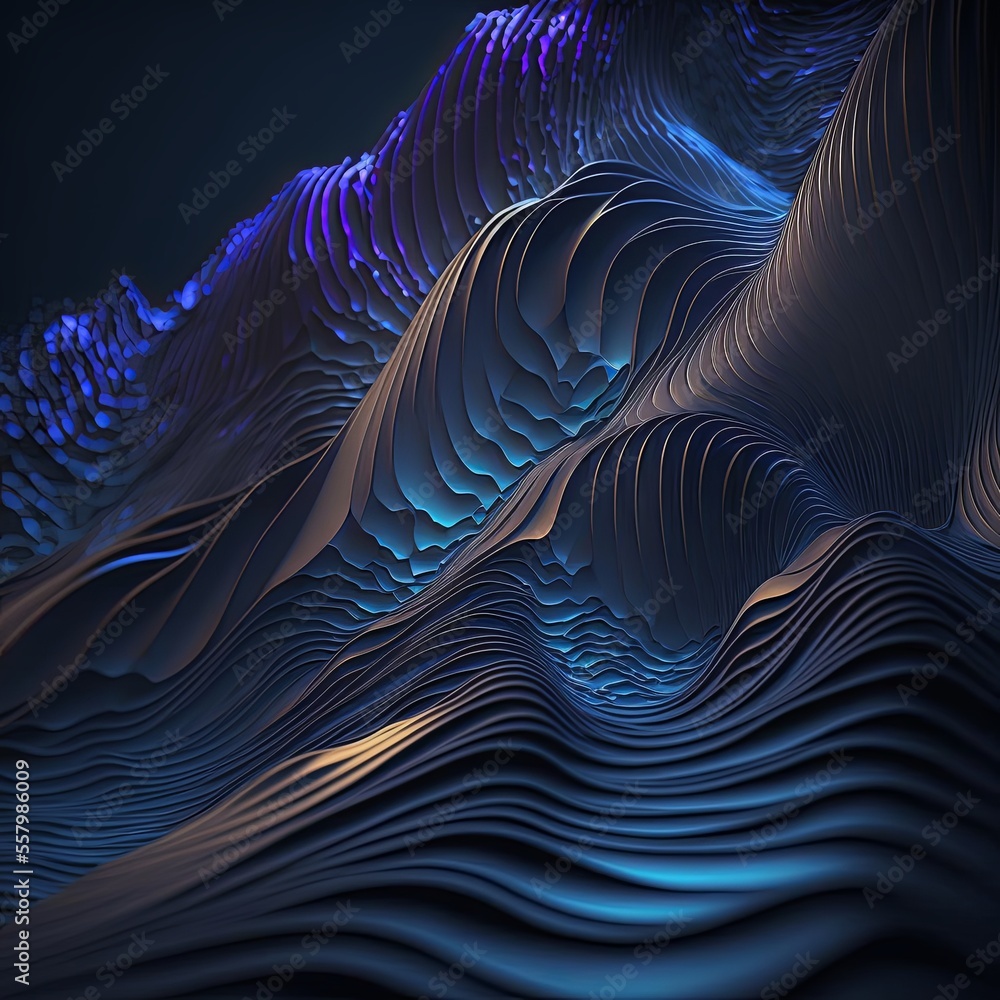 Abstract fractal wave background. Generative AI.