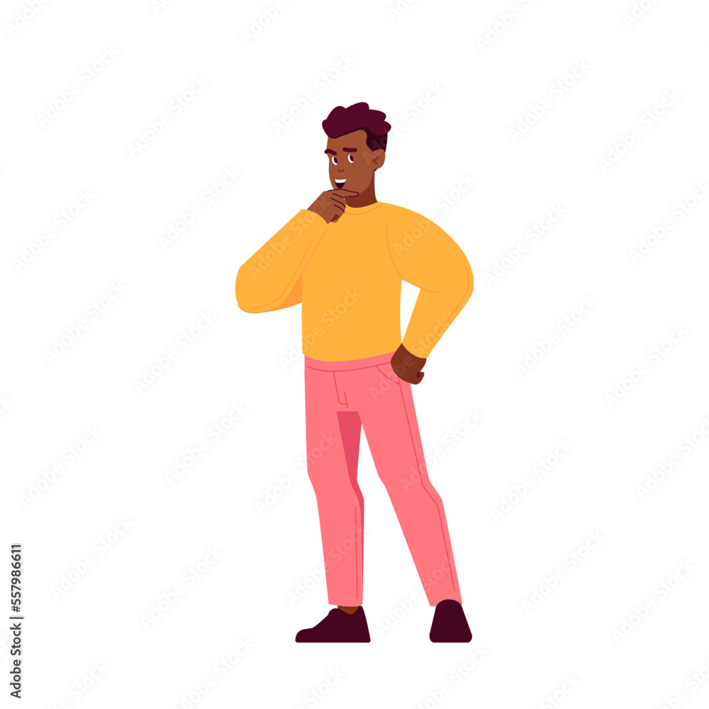 Doubtful Man Thinking, Solve Complicated Task Or Choose Right Decision. Student Or Businessman Touching Chin Doubtful Man Thinking, Solve Complicated Task Or Choose Right Decision. Student Or Businessman Touching Chin