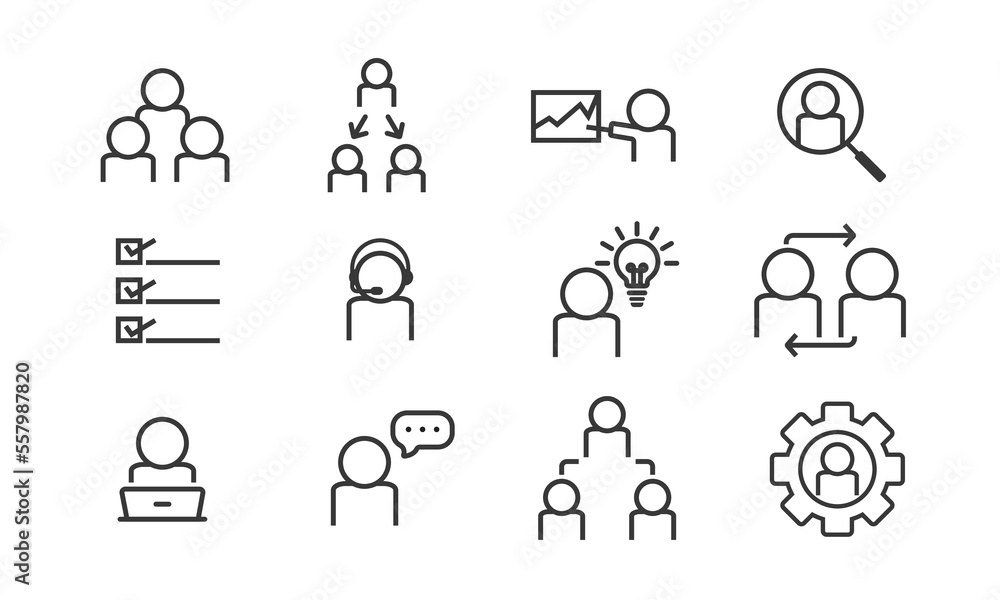 Business and teamwork outline icon collection Business and teamwork outline icon collection
