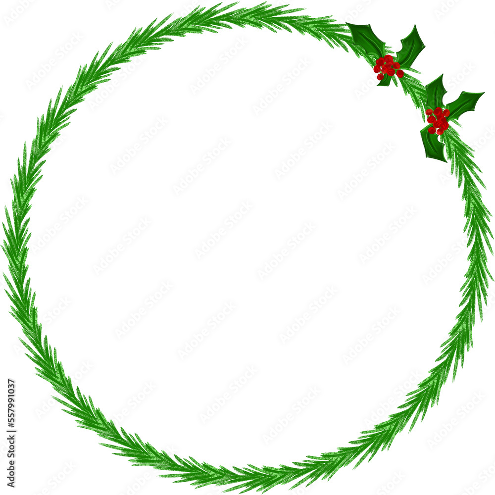 Christmas Wreath Leaves and Xmas Berries Christmas Wreath Leaves and Xmas Berries