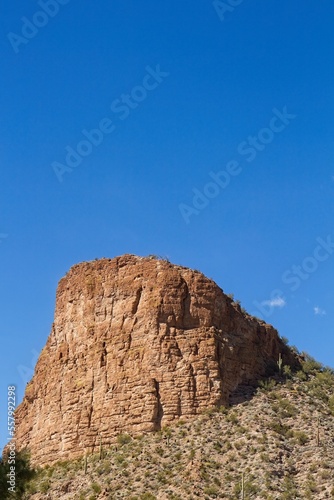 Jagged rock mountain near the small town of Tortilla Flats, Arizona.