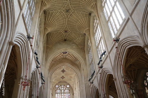 Inside the Saint Peter and Saint Paul Abbey Church in Bath, England Great Britain