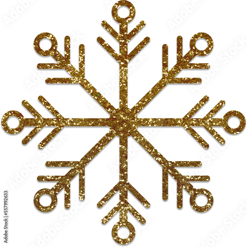 Gold Glitter Christmas Snowflake Icon for Xmas Poster Design | Greeting Cards | Print and More