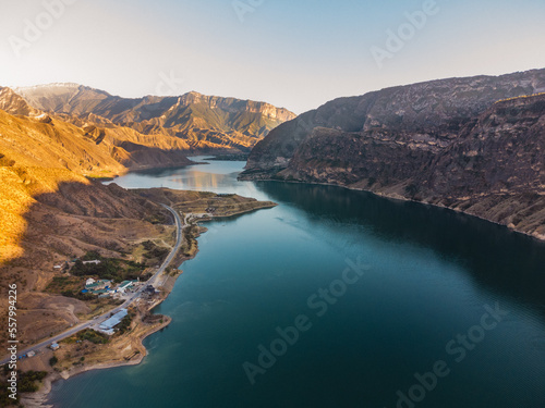 Fototapeta Naklejka Na Ścianę i Meble -  Irganayskoe Reservoir, Shamilkal village. Attractions of Dagestan.